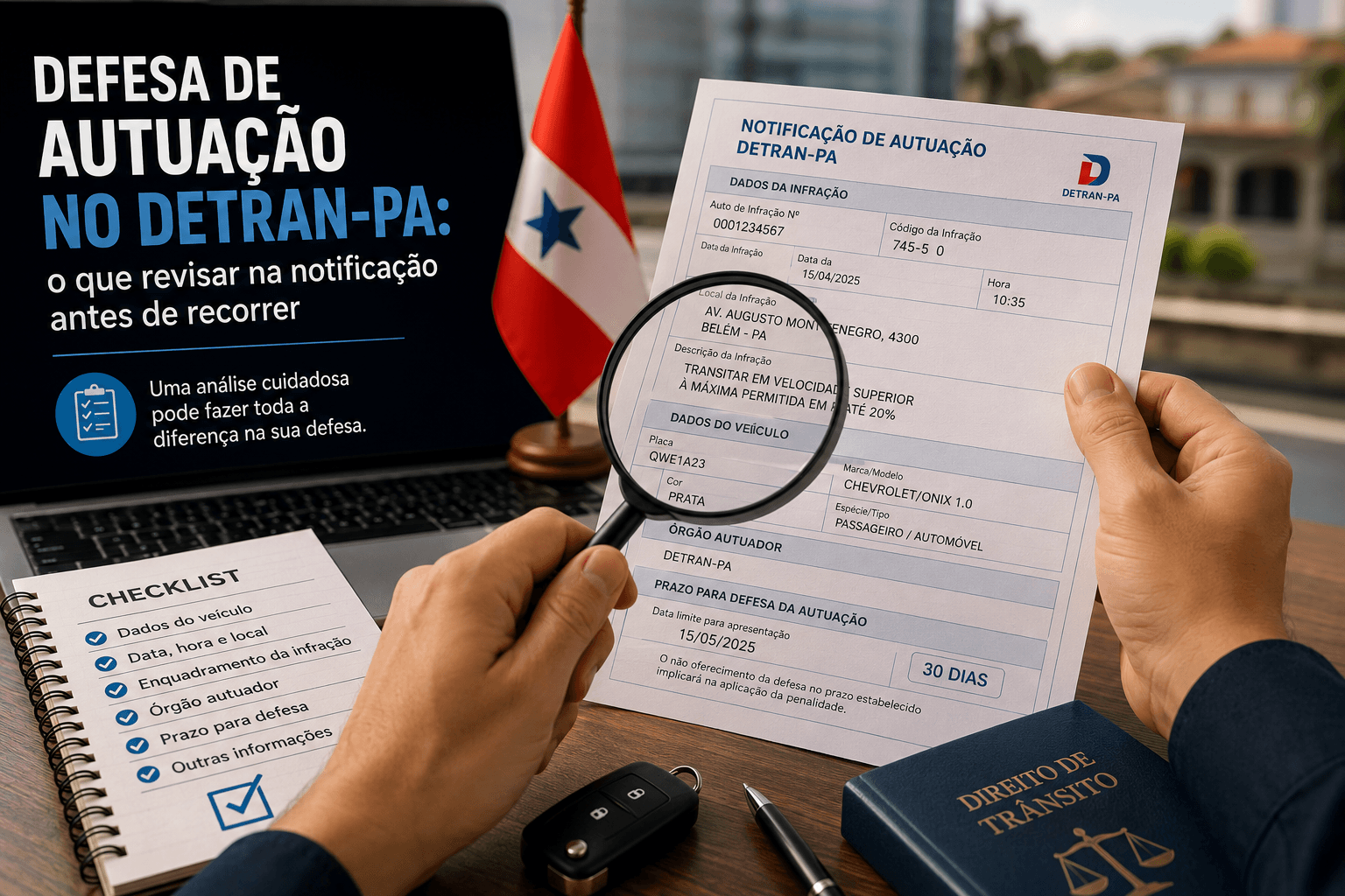 Defesa de autuação no DETRAN-PA: o que revisar na notificação antes de recorrer