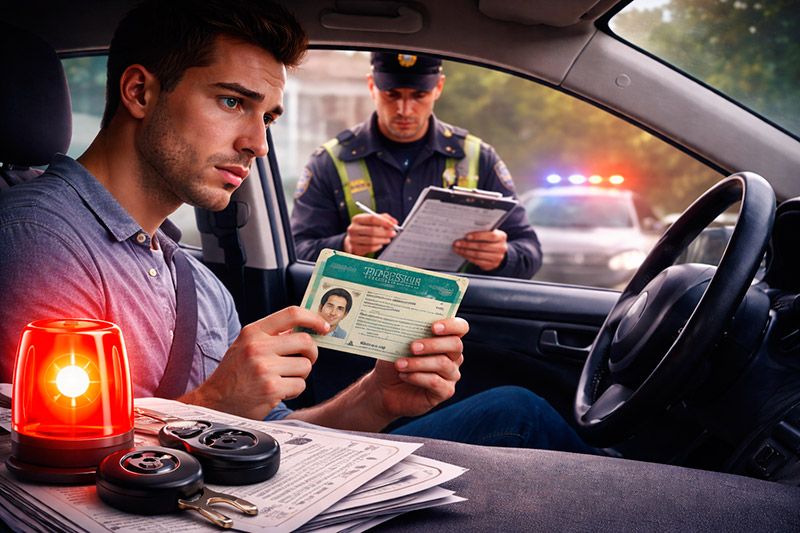 Motorista analisando notificação de multa na CNH provisória